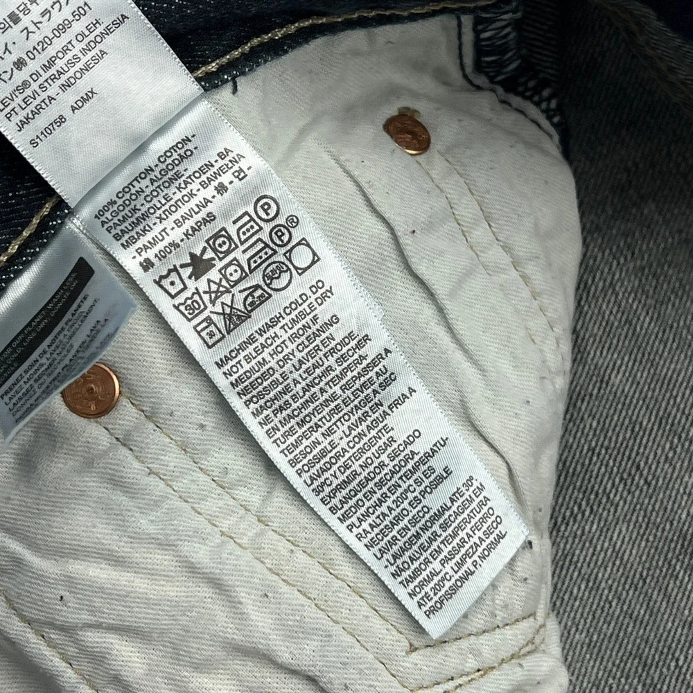 Levi's 501 Jeans Mens 36x32 Blue Dark Wash Straight Leg Button Fly Denim Red Tab